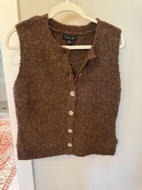 Rachel Zoe Brown Cozy Knit Button Vest